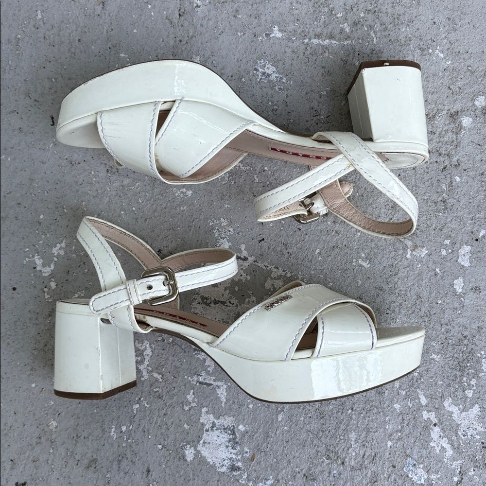 Prada patent leather crisscross kitten, heel platforms - Picture 2 of 9